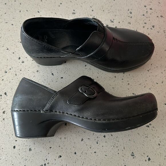 Dansko Tamara Women's Black Leather Slip On Clogs Comfort Casual Shoes Size 38 - Picture 14 of 16